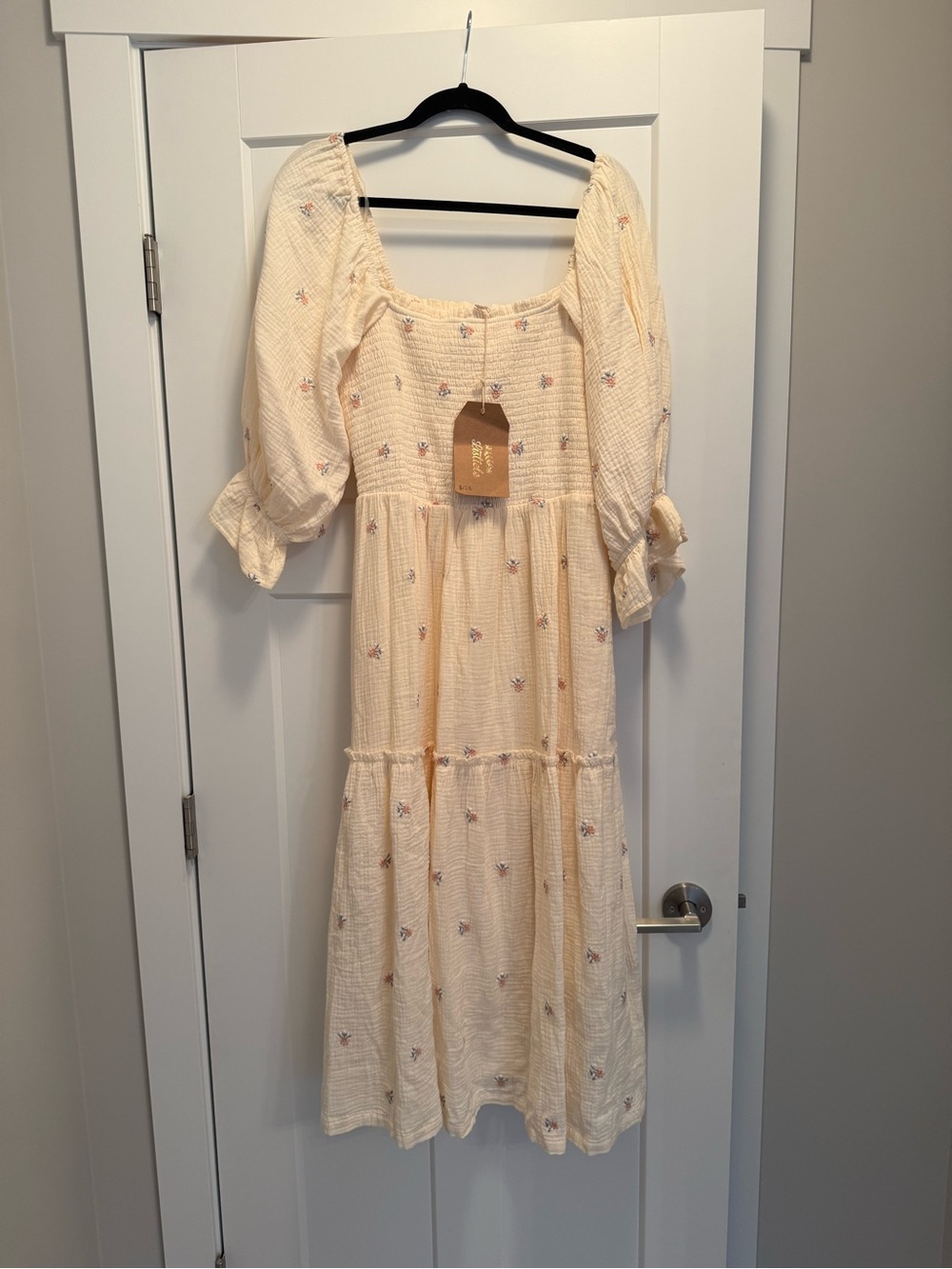 NWT Listicle Cream Midi Dress with Pink Floral Motif